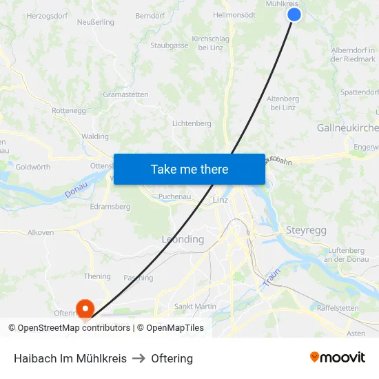 Haibach Im Mühlkreis to Oftering map