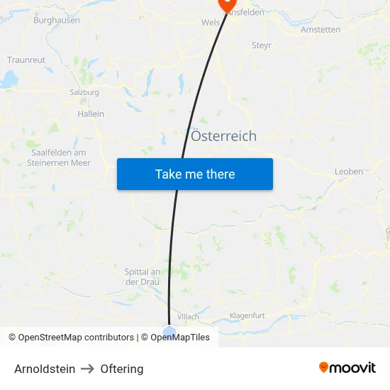 Arnoldstein to Oftering map