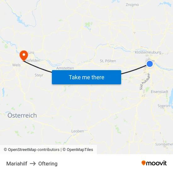 Mariahilf to Oftering map