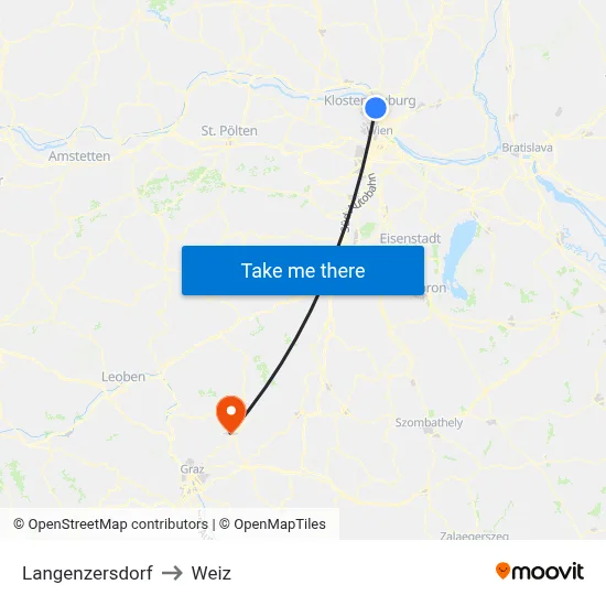 Langenzersdorf to Weiz map