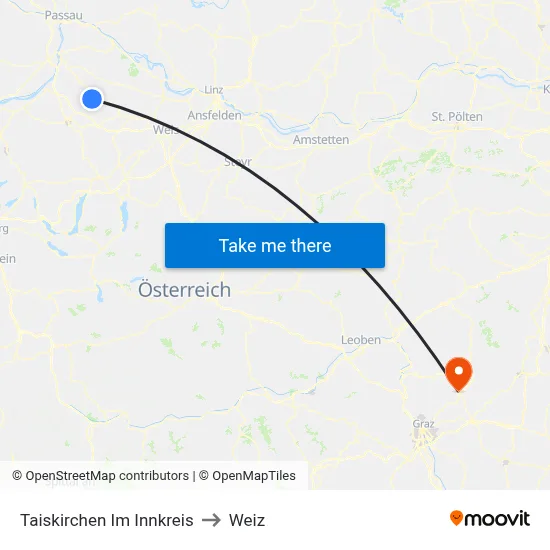 Taiskirchen Im Innkreis to Weiz map