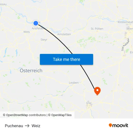 Puchenau to Weiz map
