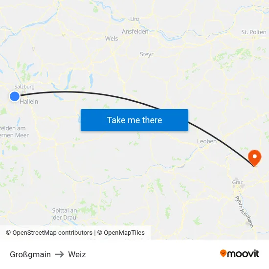 Großgmain to Weiz map