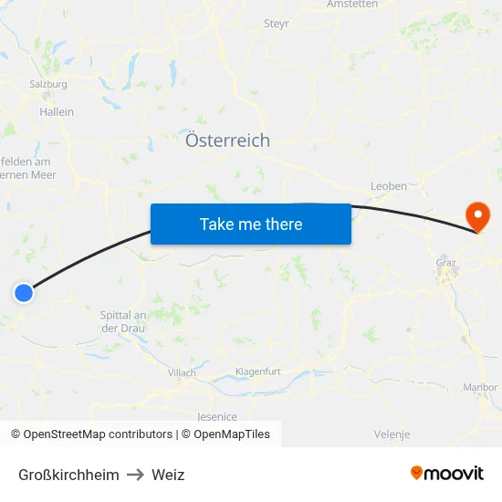 Großkirchheim to Weiz map