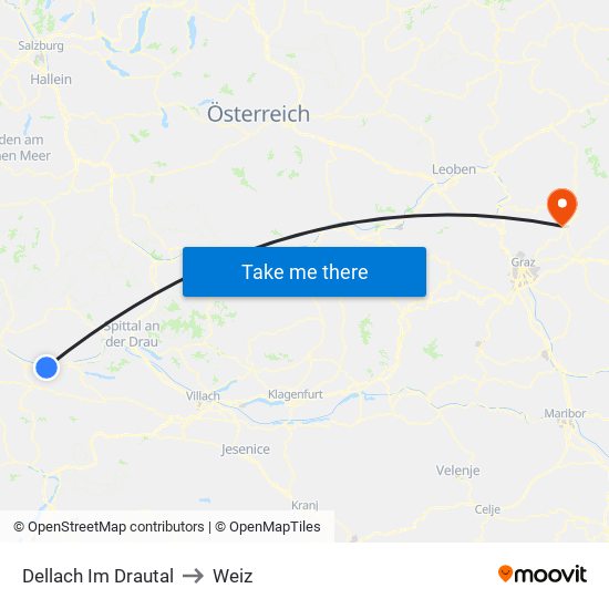 Dellach Im Drautal to Weiz map