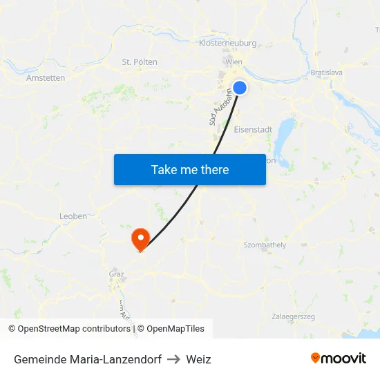 Gemeinde Maria-Lanzendorf to Weiz map