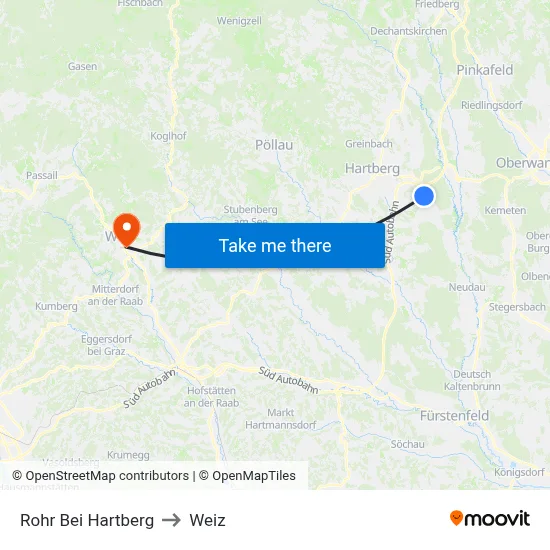 Rohr Bei Hartberg to Weiz map