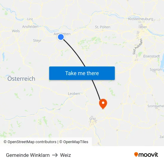 Gemeinde Winklarn to Weiz map
