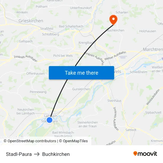 Stadl-Paura to Buchkirchen map