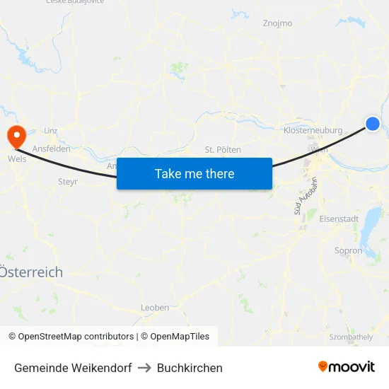 Gemeinde Weikendorf to Buchkirchen map