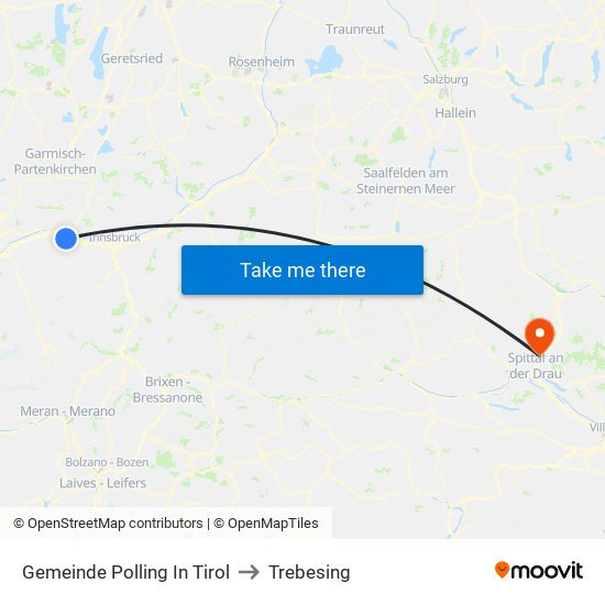 Gemeinde Polling In Tirol to Trebesing map