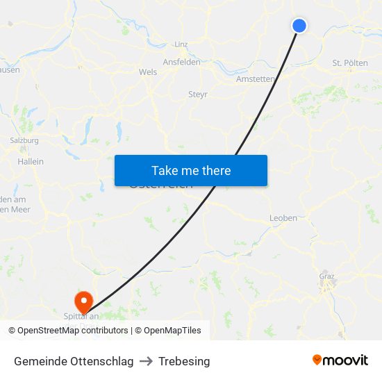 Gemeinde Ottenschlag to Trebesing map