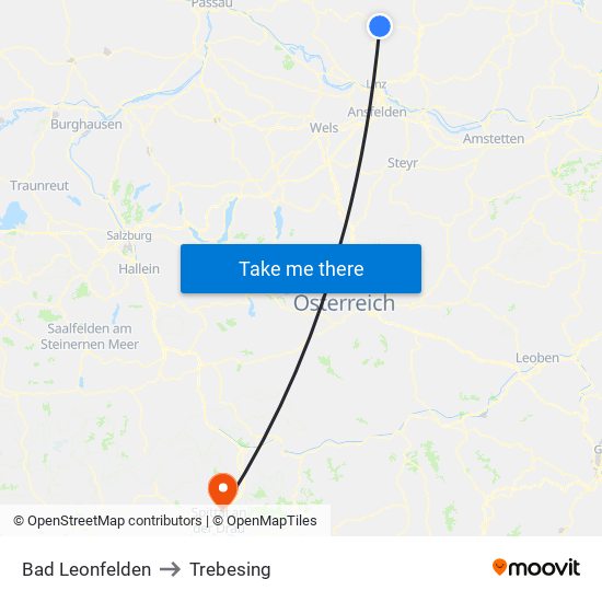 Bad Leonfelden to Trebesing map