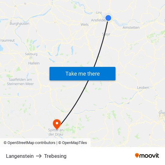 Langenstein to Trebesing map