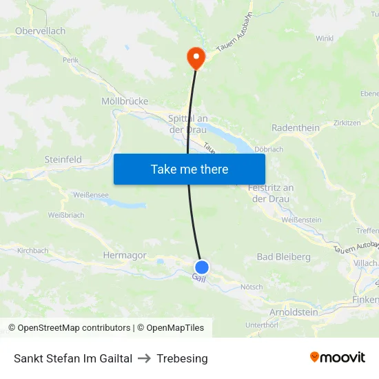 Sankt Stefan Im Gailtal to Trebesing map