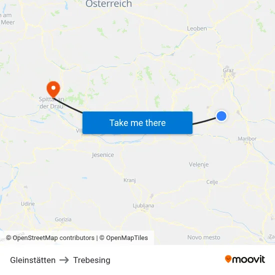 Gleinstätten to Trebesing map