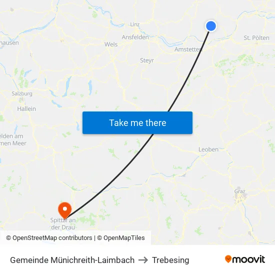 Gemeinde Münichreith-Laimbach to Trebesing map