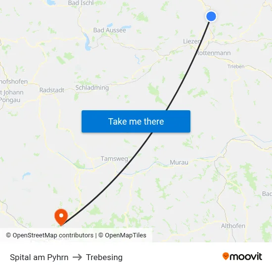 Spital am Pyhrn to Trebesing map