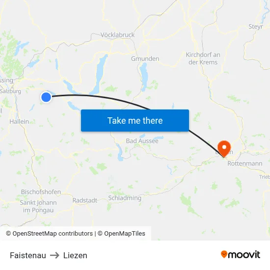 Faistenau to Liezen map