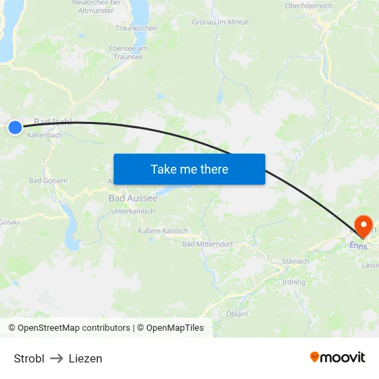 Strobl to Liezen map