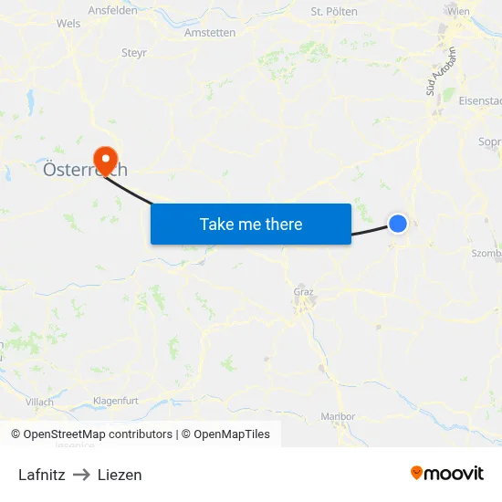 Lafnitz to Liezen map