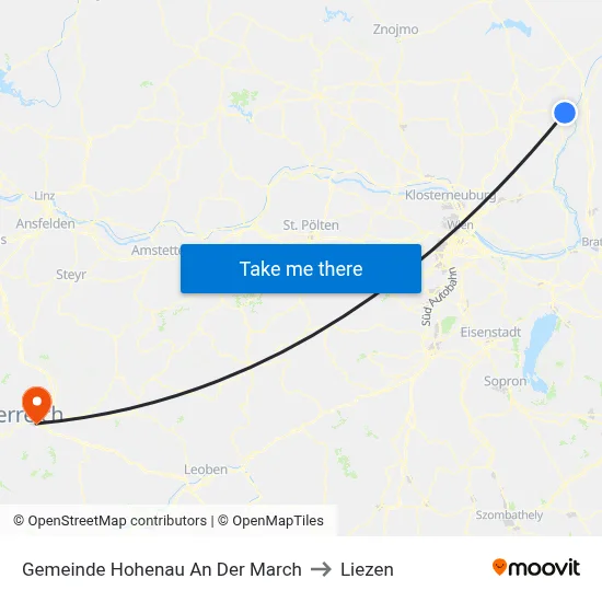 Gemeinde Hohenau An Der March to Liezen map