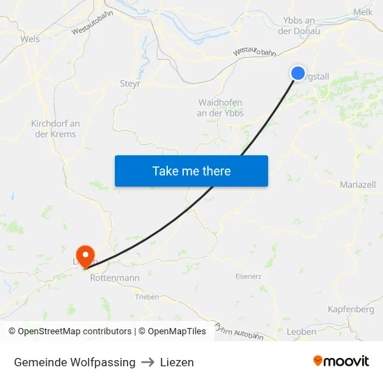Gemeinde Wolfpassing to Liezen map