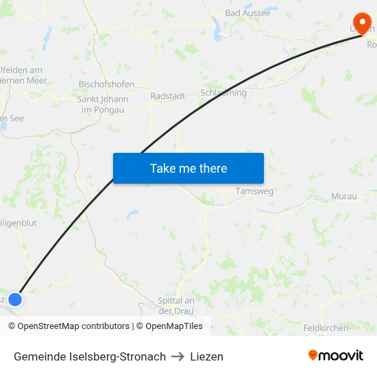 Gemeinde Iselsberg-Stronach to Liezen map