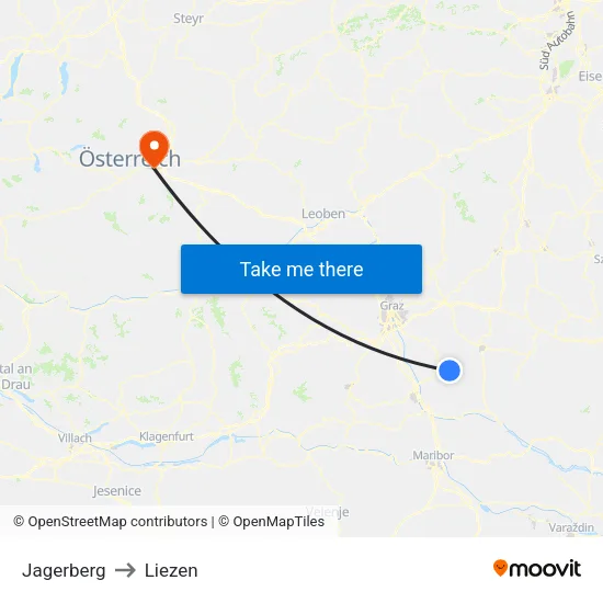 Jagerberg to Liezen map