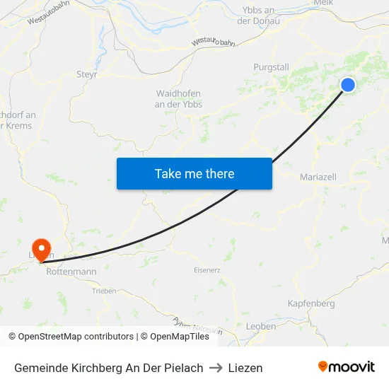 Gemeinde Kirchberg An Der Pielach to Liezen map
