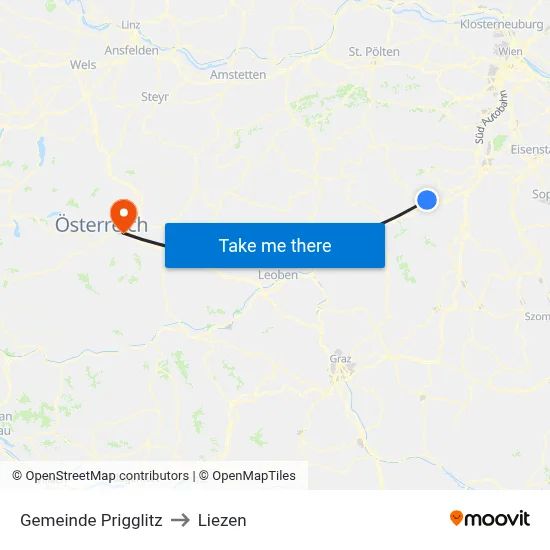 Gemeinde Prigglitz to Liezen map