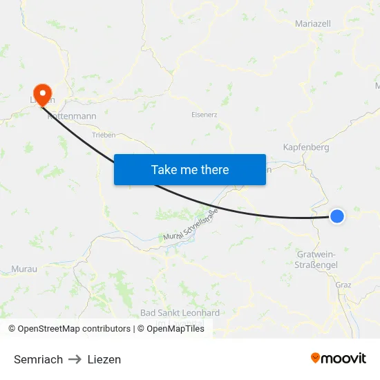 Semriach to Liezen map