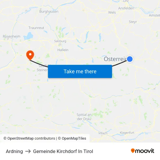 Ardning to Gemeinde Kirchdorf In Tirol map