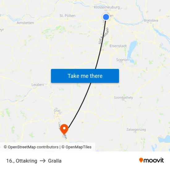 16., Ottakring to Gralla map