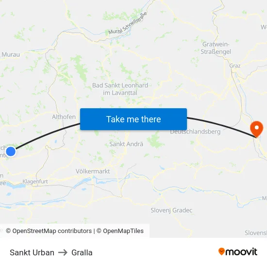 Sankt Urban to Gralla map