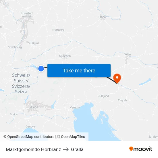Marktgemeinde Hörbranz to Gralla map