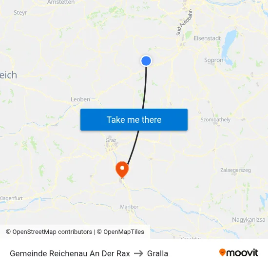 Gemeinde Reichenau An Der Rax to Gralla map