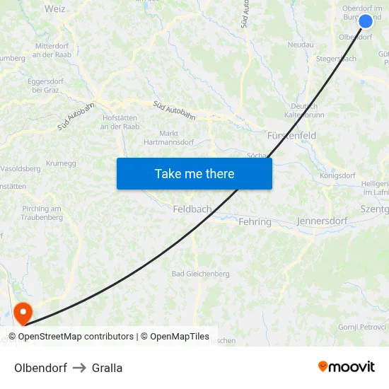 Olbendorf to Gralla map