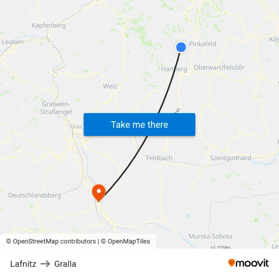 Lafnitz to Gralla map