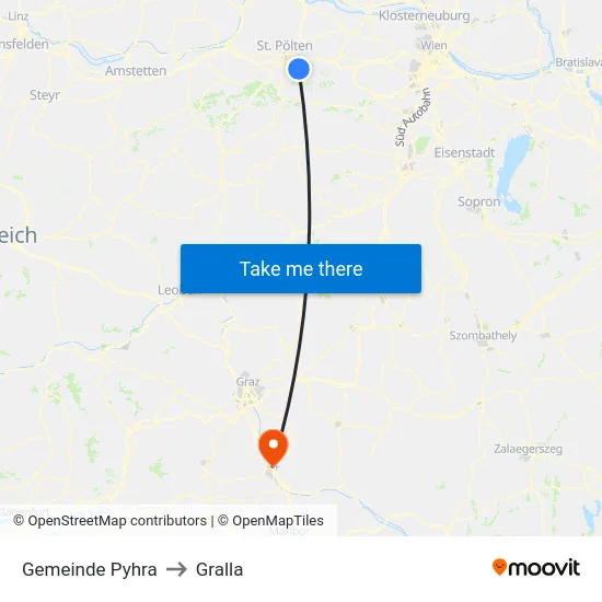 Gemeinde Pyhra to Gralla map