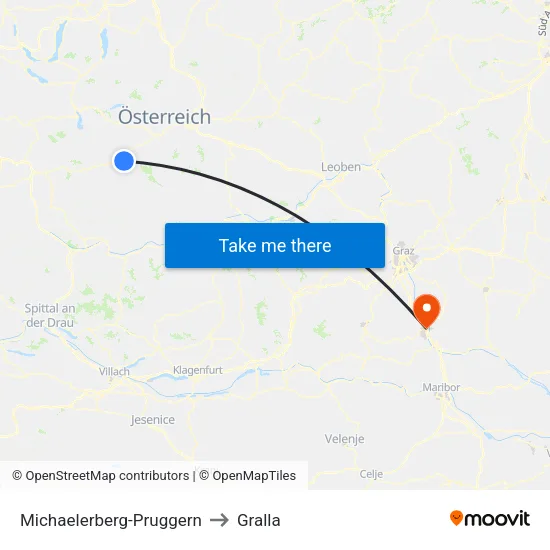 Michaelerberg-Pruggern to Gralla map