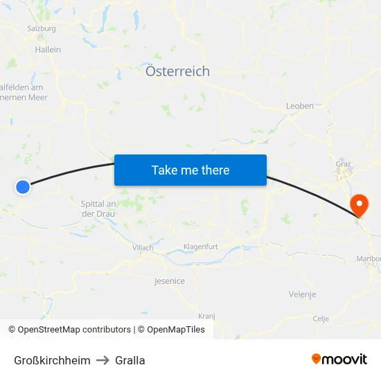 Großkirchheim to Gralla map