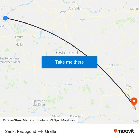 Sankt Radegund to Gralla map