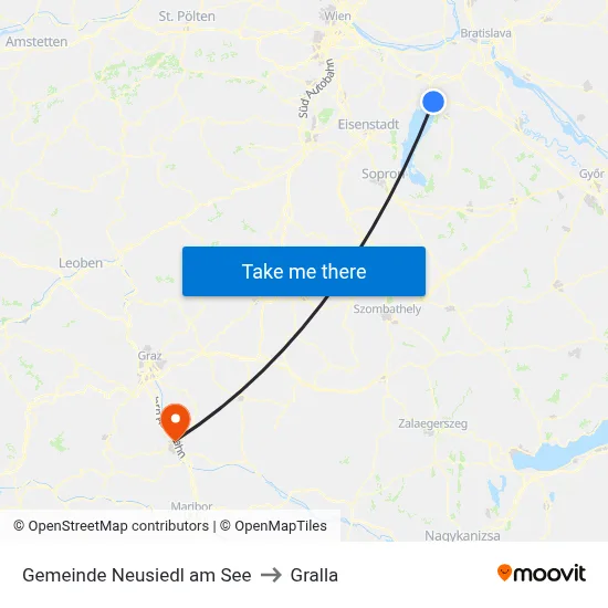 Gemeinde Neusiedl am See to Gralla map