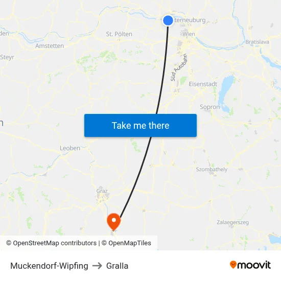 Muckendorf-Wipfing to Gralla map