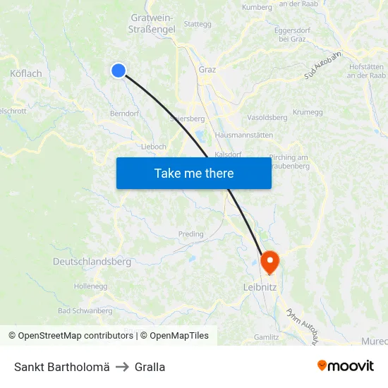 Sankt Bartholomä to Gralla map