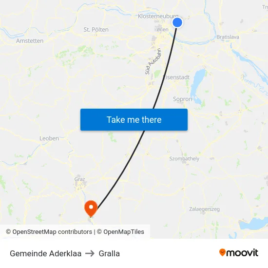 Gemeinde Aderklaa to Gralla map