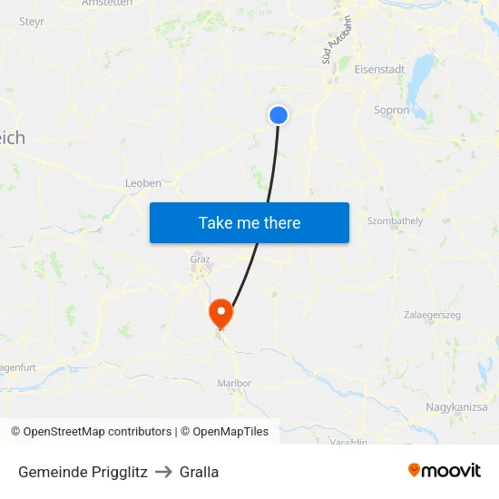 Gemeinde Prigglitz to Gralla map