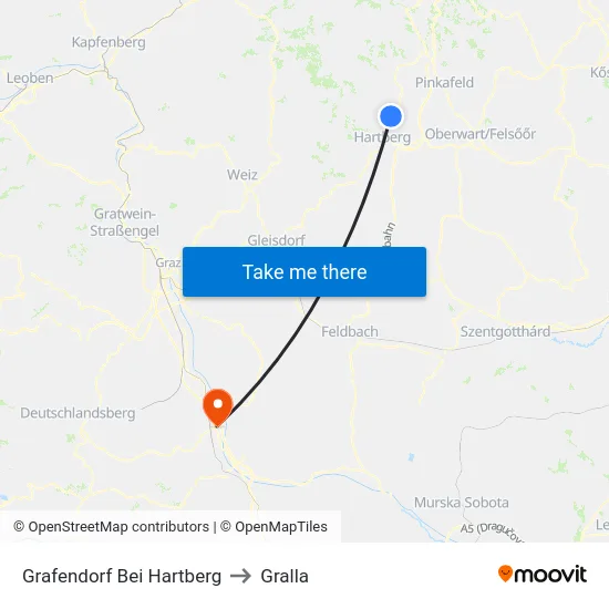 Grafendorf Bei Hartberg to Gralla map