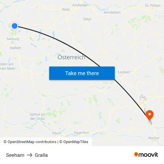 Seeham to Gralla map